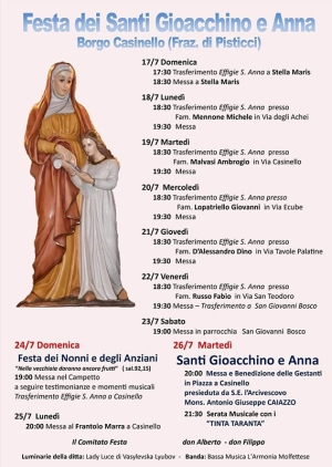 A Borgo Casinello i festeggiamenti in onore dei Santi Gioacchino e Anna