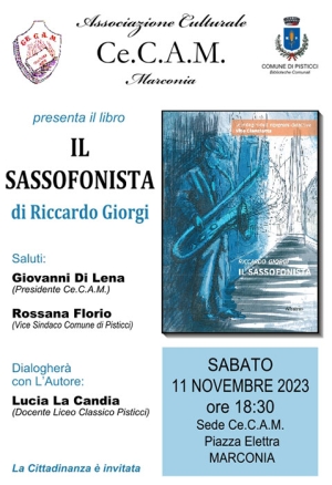 Al Ce.C.A.M presentazione del libro “Il Sassofonista” di Riccardo Giorgi