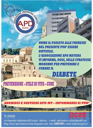 &quot;Prevenzione, Stile di Vita, Cure&quot;, a Matera convegno organizzato dall’Associazione Provinciale Diabetici
