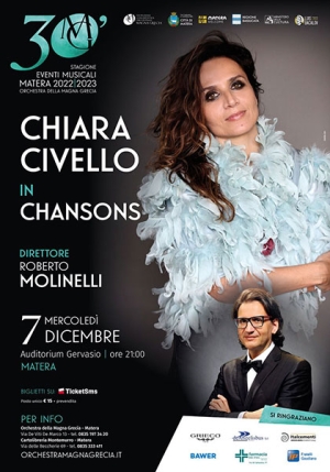 “Chansons” Chiara Civello in concerto con l’orchestra Magna Grecia