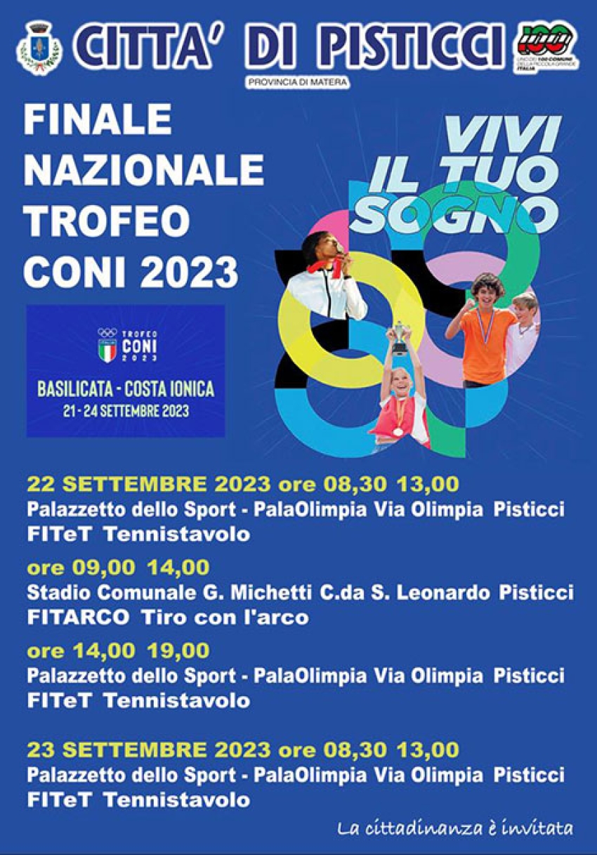 Il Trofeo CONI 2023 fa tappa a Pisticci