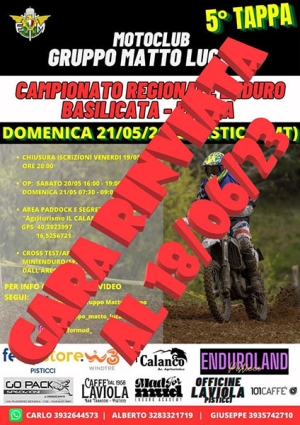 Rinviata per previsto maltempo la 5° tappa del campionato enduro Basilicata-Puglia