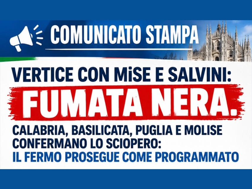 Vertice con MiSe e Salvini: fumata nera. Calabria, Basilicata, Puglia e Molise confermano lo sciopero