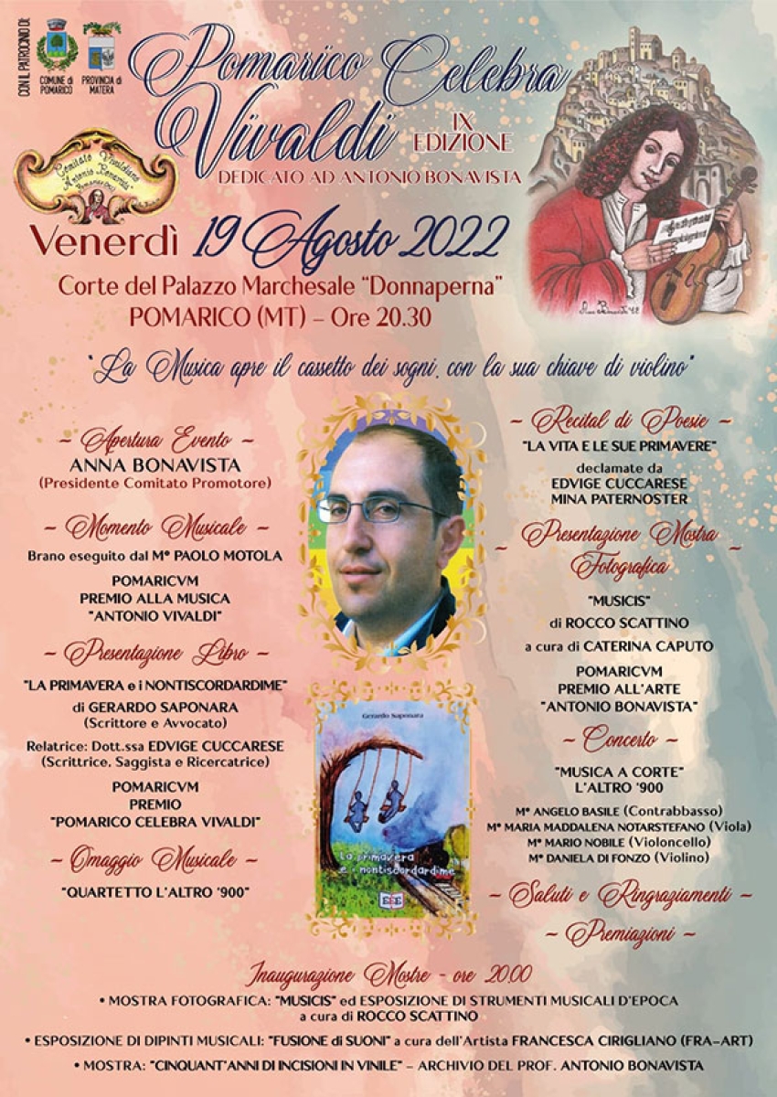 Venerdi 19 agosto si celebra la IX° edizione di Pomarico celebra Vivaldi