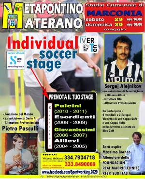 L&#039;A.S.D. Football Costa Jonica organizza l&#039; &quot;Individual Soccer stage&quot;. Appuntamento a Marconia il 29 e 30 maggio