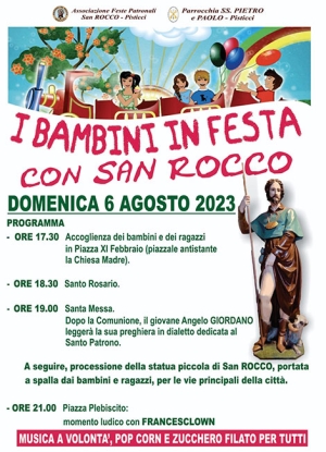 Domenica 6 agosto “Bambini in festa con San Rocco”