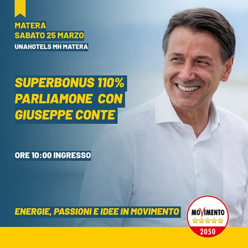 Giuseppe Conte torna in Basilicata per parlare di Superbonus 110%