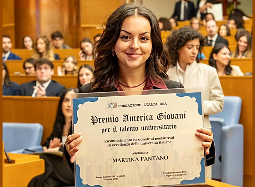 Premio America Giovani a Martina Pantano, giovane laureata di Marconia premiata alla Camera dei Deputati