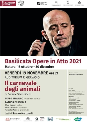 Peppe Servillo e Pathos Ensemble il 19 novembre per la Camerata delle Arti ne “il Carnevale degli animali” di Saint Saëns
