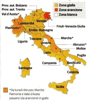 Lunedì alcune regione cambieranno colore, la Basilicata resta zona bianca