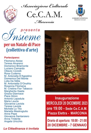 Il Ce.C.A.M. di Marconia presenta la collettiva d’arte “Insieme, per un Natale di Pace”