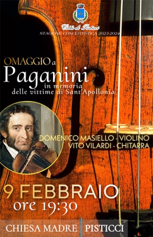 Concerto “Omaggio a Paganini” in memoria delle vittime della notte di Sant’Apollonia