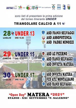 La SETAC in Europa organizza il 1° trofeo di calcio a 11 under 13-15-17 Città di Matera