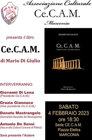 Il Ce.C.A.M festeggia 30 anni con la presentazione del libro di Mario Di Giulio