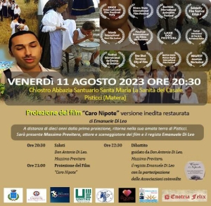 Venerdì 11 agosto proiezione del film “Caro Nipote” di Massimo Previterio