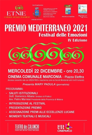 Il 22 dicembre torna il prestigioso “Premio Mediterraneo - Festival delle emozioni” a cura dell’associazione ETNIE