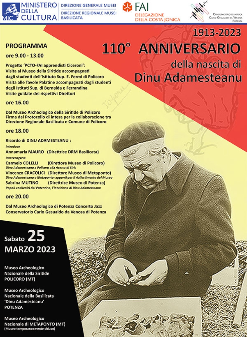 Le iniziative per il 110° anniversario della nascita di Dino Adamesteanu