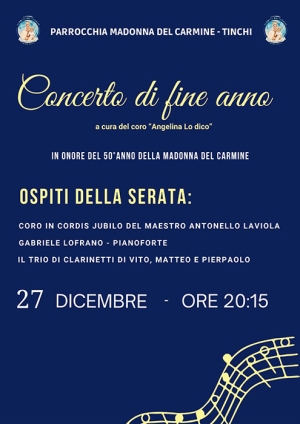 Festeggiamenti in onore della Madonna del Carmine: a Tinchi “Concerto di Fine Anno”