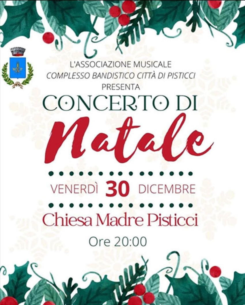 In Chiesa Madre, concerto di Natale organizzato dal complesso bandistico città di Pisticci
