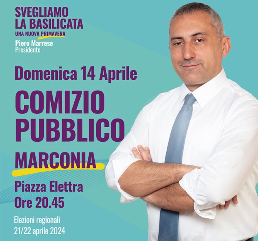 Domenica in piazza Elettra pubblico comizio del candidato alla presidenza della regione Piero Marrese