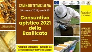 Il 18 marzo 2022: Consuntivo apistico 2021 della Basilicata – seminario ALSIA