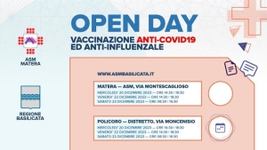 L'ASM annuncia open day a Policoro e Matera per vaccino covid e antinfluenzale
