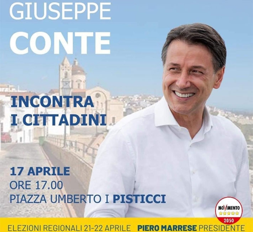Elezioni Regionali: incontro a Pisticci con il Presidente Giuseppe Conte e Viviana Verri