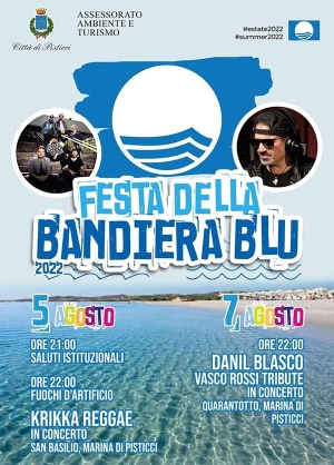 Il 5 e 7 agosto a Marina di Pisticci la “Festa della Bandiera Blu”. Il Programma