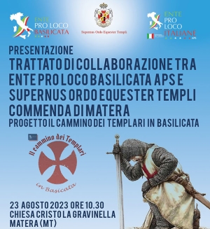 Presentazione trattato di collaborazione tra Ente Pro Loco Basilicata e Commenda Ugone dei Pagani Soet di Matera