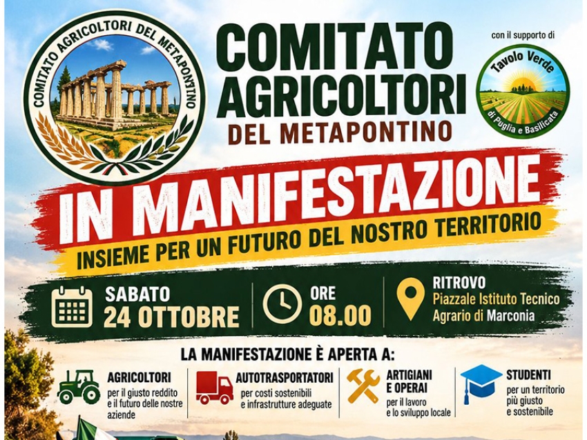 Il 24 ottobre da Marconia la manifestazione di tutte e tutti