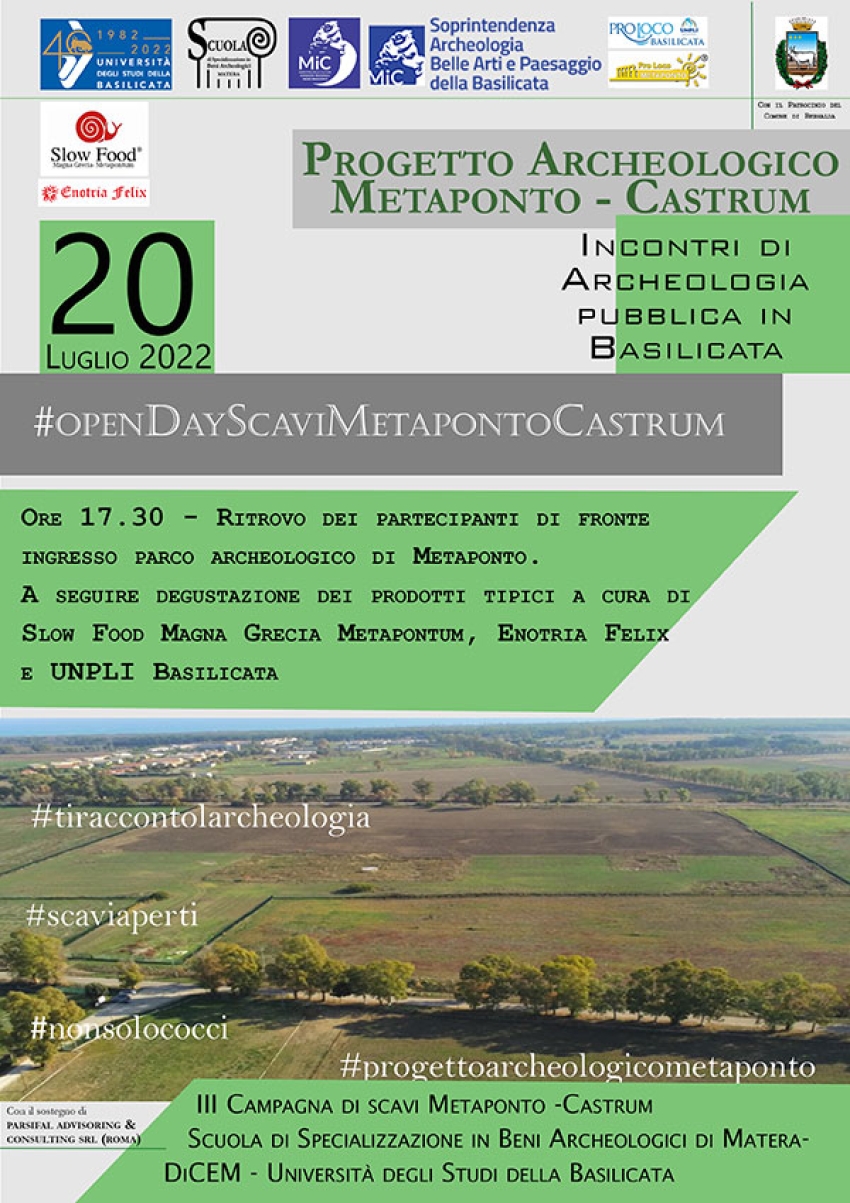 Mercoledì 20 luglio dalle ore 17.30 Open Day Scavi Metapontum – Castrum