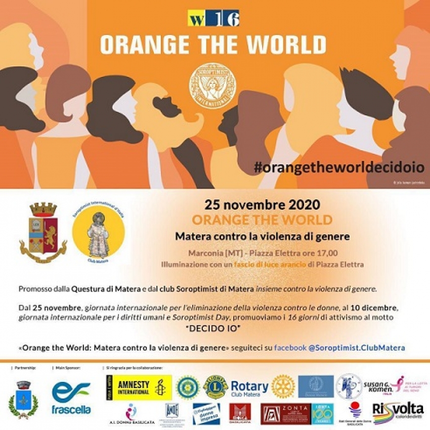 Il Club Matera Soroptimist international celebrerà a Marconia Orange the world