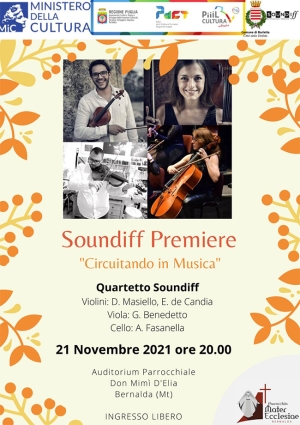 Il quartetto d&#039;archi Soundiff di scena domenica 21 novembre a Bernalda per la rassegna &quot;Circuitando in Musica&quot;